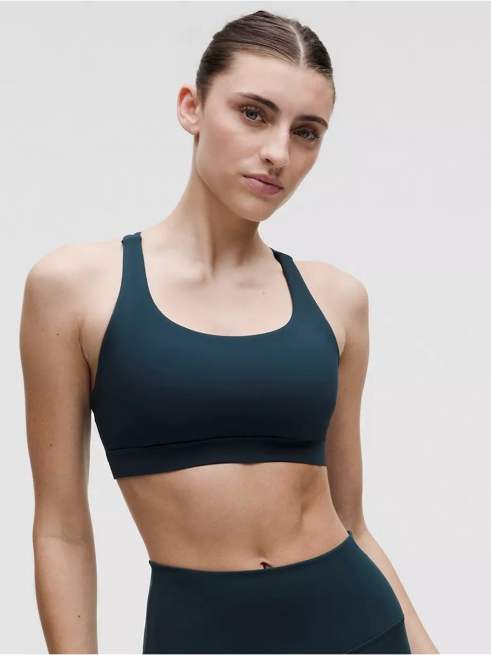 Lululemon Energy Bra Teal Criss Cross Back Medium Support Size 10